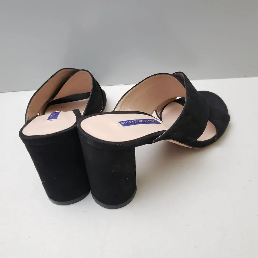 Stuart Weitzman Galene Sandals Black Suede Size 8.5 - Picture 3 of 5